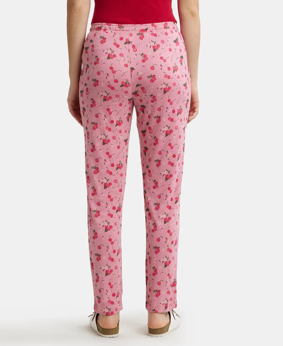 Micro Modal Cotton Relaxed Fit Printed Pyjama with Side Pockets - Wild Rose-3