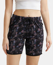 Micro Modal Cotton Relaxed Fit Printed Shorts with Side Pockets - Black-1