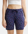 Micro Modal Cotton Relaxed Fit Printed Shorts with Side Pockets - Classic Navy Assorted Prints-1