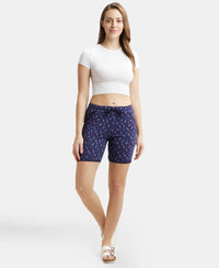 Micro Modal Cotton Relaxed Fit Printed Shorts with Side Pockets - Classic Navy Assorted Prints-4