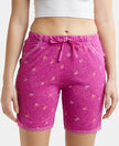 Micro Modal Cotton Relaxed Fit Printed Shorts with Side Pockets - Lavender Scent Assorted Prints-1