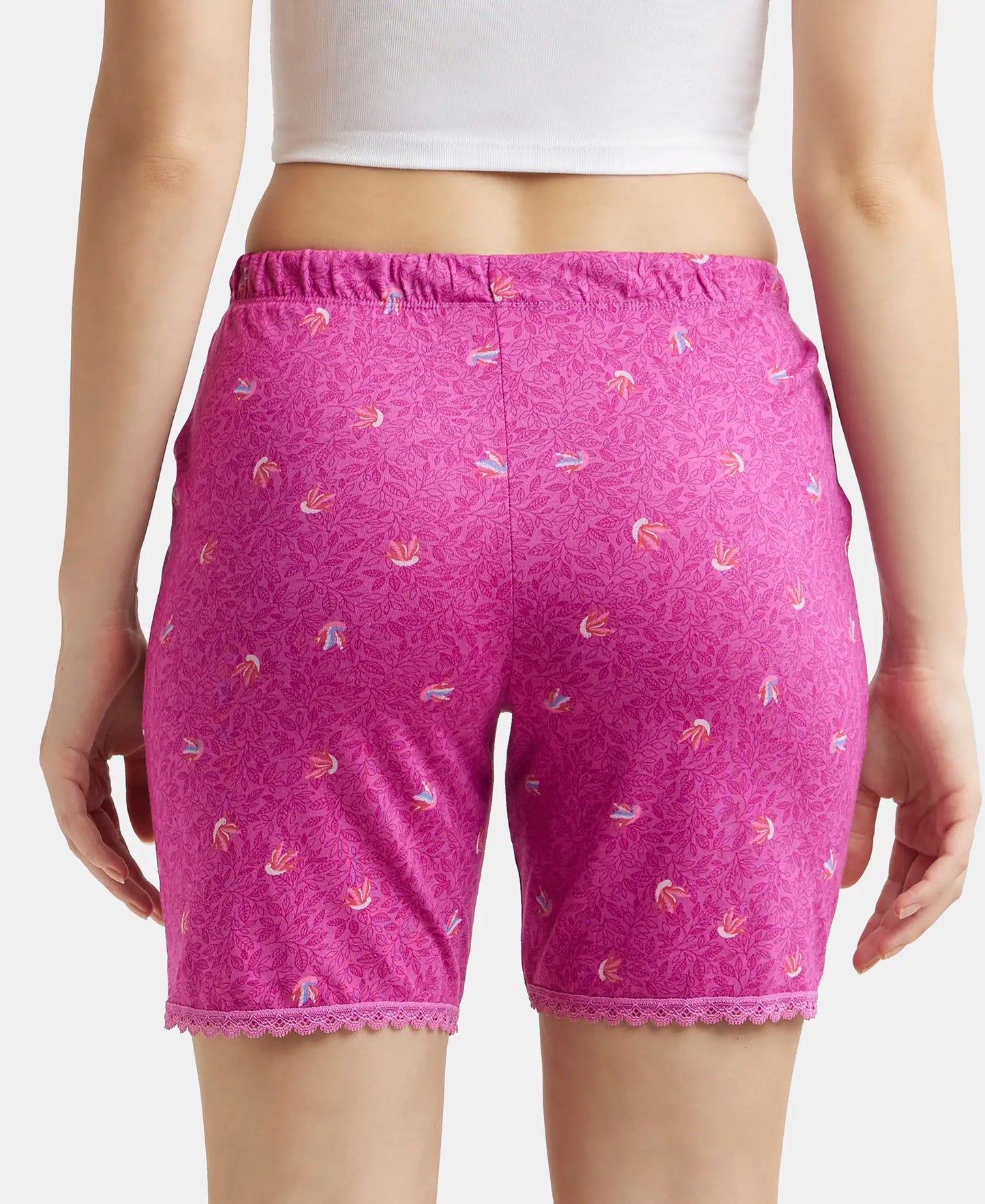 Micro Modal Cotton Relaxed Fit Printed Shorts with Side Pockets - Lavender Scent Assorted Prints-3