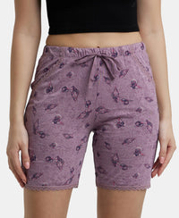 Micro Modal Cotton Relaxed Fit Printed Shorts with Side Pockets - Old Rose-1