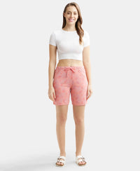 Micro Modal Cotton Relaxed Fit Printed Shorts with Side Pockets - Peach Blossom Assorted Prints-4