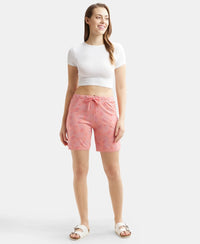 Micro Modal Cotton Relaxed Fit Printed Shorts with Side Pockets - Peach Blossom Assorted Prints-6