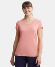 Micro Modal Cotton Relaxed Fit Solid V Neck Half Sleeve T-Shirt - Wild Rose-1