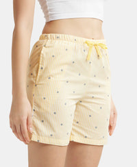 Super Combed Cotton Yarn Dyed Woven Relaxed Fit Striped Shorts with Side Pockets - Banana Cream Assorted Checks-2