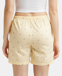 Super Combed Cotton Yarn Dyed Woven Relaxed Fit Striped Shorts with Side Pockets - Banana Cream Assorted Checks-3