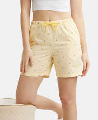 Super Combed Cotton Yarn Dyed Woven Relaxed Fit Striped Shorts with Side Pockets - Banana Cream Assorted Checks-5