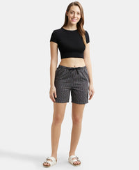 Super Combed Cotton Yarn Dyed Woven Relaxed Fit Striped Shorts with Side Pockets - Black-4