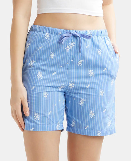 Super Combed Cotton Yarn Dyed Woven Relaxed Fit Striped Shorts with Side Pockets - Iris Blue Assorted Checks-5