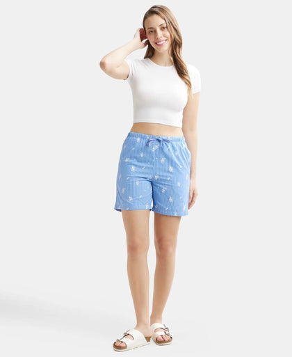 Super Combed Cotton Yarn Dyed Woven Relaxed Fit Striped Shorts with Side Pockets - Iris Blue Assorted Checks-6