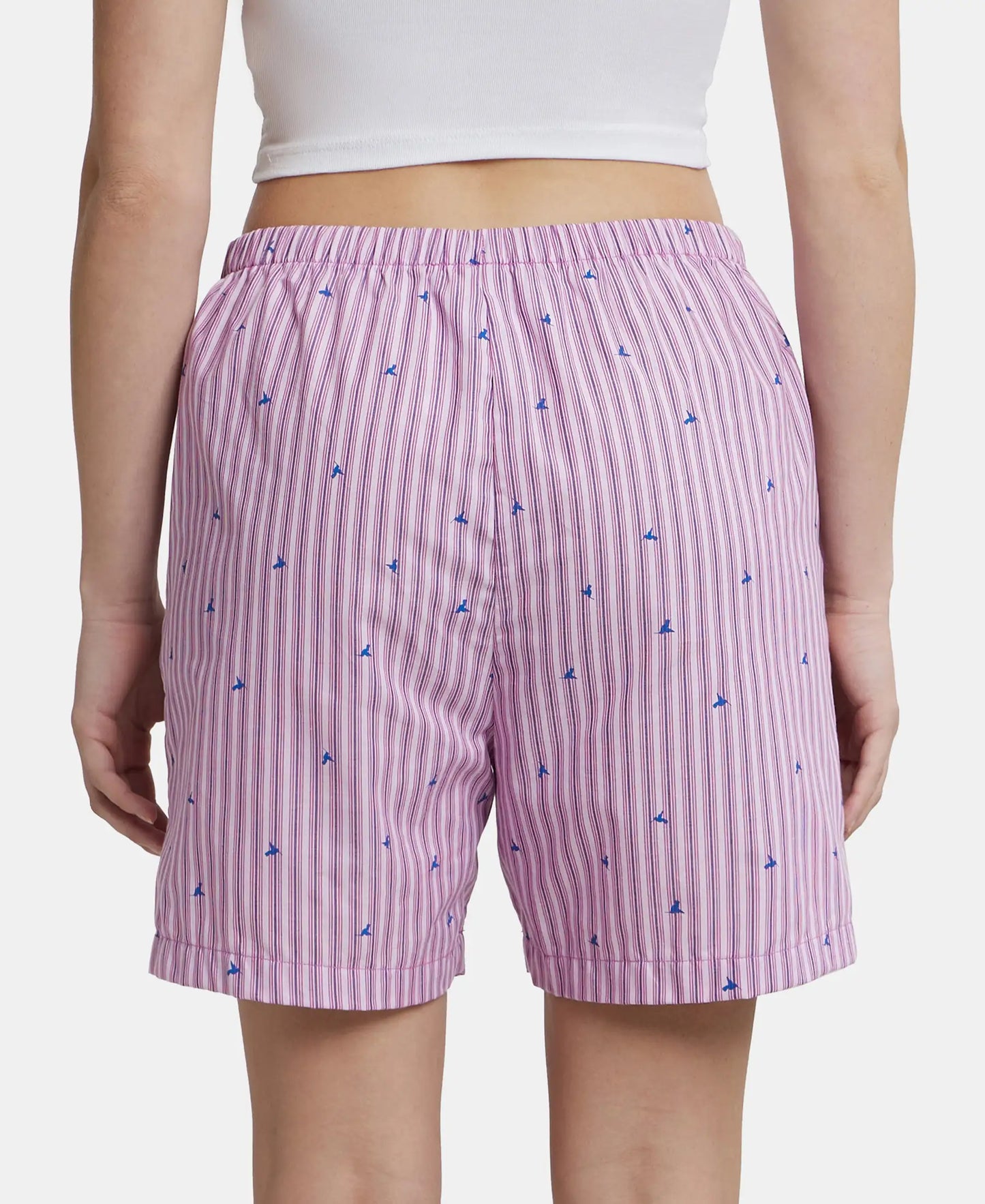 Super Combed Cotton Yarn Dyed Woven Relaxed Fit Striped Shorts with Side Pockets - Lavender Scent Assorted Checks-3