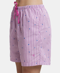 Super Combed Cotton Yarn Dyed Woven Relaxed Fit Striped Shorts with Side Pockets - Lavender Scent Assorted Checks-7