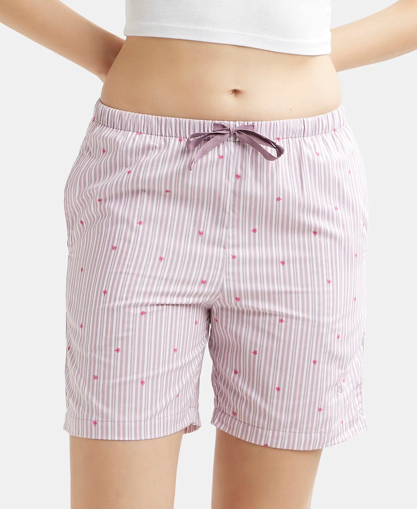 Super Combed Cotton Yarn Dyed Woven Relaxed Fit Striped Shorts with Side Pockets - Old Rose-5