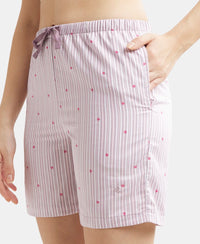 Super Combed Cotton Yarn Dyed Woven Relaxed Fit Striped Shorts with Side Pockets - Old Rose-7
