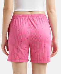 Super Combed Cotton Yarn Dyed Woven Relaxed Fit Striped Shorts with Side Pockets - Ruby Assorted Checks-3