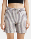Super Combed Cotton Yarn Dyed Woven Relaxed Fit Striped Shorts with Side Pockets - Vapour Blue-1