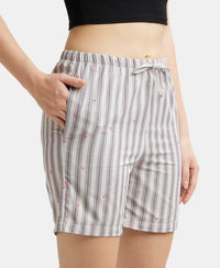 Super Combed Cotton Yarn Dyed Woven Relaxed Fit Striped Shorts with Side Pockets - Vapour Blue-2