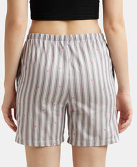 Super Combed Cotton Yarn Dyed Woven Relaxed Fit Striped Shorts with Side Pockets - Vapour Blue-3