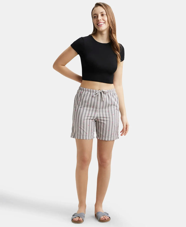 Super Combed Cotton Yarn Dyed Woven Relaxed Fit Striped Shorts with Side Pockets - Vapour Blue-6