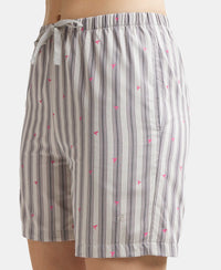 Super Combed Cotton Yarn Dyed Woven Relaxed Fit Striped Shorts with Side Pockets - Vapour Blue-7