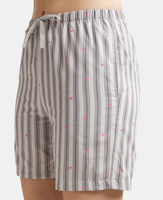 Super Combed Cotton Yarn Dyed Woven Relaxed Fit Striped Shorts with Side Pockets - Vapour Blue-7