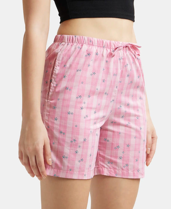 Super Combed Cotton Yarn Dyed Woven Relaxed Fit Striped Shorts with Side Pockets - Wild Rose-2