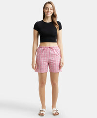 Super Combed Cotton Yarn Dyed Woven Relaxed Fit Striped Shorts with Side Pockets - Wild Rose-4
