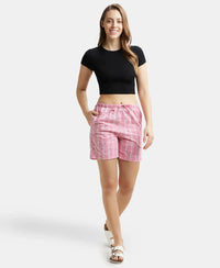 Super Combed Cotton Yarn Dyed Woven Relaxed Fit Striped Shorts with Side Pockets - Wild Rose-6