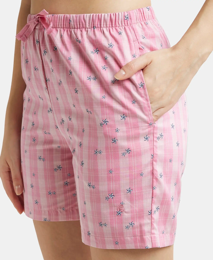 Super Combed Cotton Yarn Dyed Woven Relaxed Fit Striped Shorts with Side Pockets - Wild Rose-7