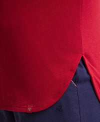 Micro Modal Cotton Relaxed Fit Solid Round Neck Full Sleeve T-Shirt with Curved Hem Styling - Jester Red-6