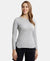 Micro Modal Cotton Relaxed Fit Solid Round Neck Full Sleeve T-Shirt with Curved Hem Styling - Light Grey Melange-1