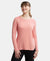 Micro Modal Cotton Relaxed Fit Solid Round Neck Full Sleeve T-Shirt with Curved Hem Styling - Peach Blossom-1