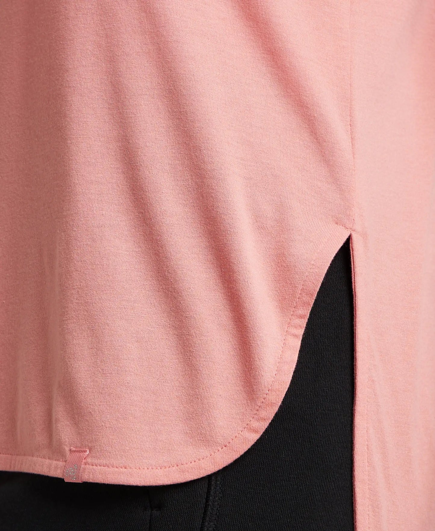 Micro Modal Cotton Relaxed Fit Solid Round Neck Full Sleeve T-Shirt with Curved Hem Styling - Peach Blossom-6