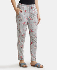 Super Combed Cotton Relaxed Fit Printed Pyjama with Side Pockets - Light Grey Melange-2