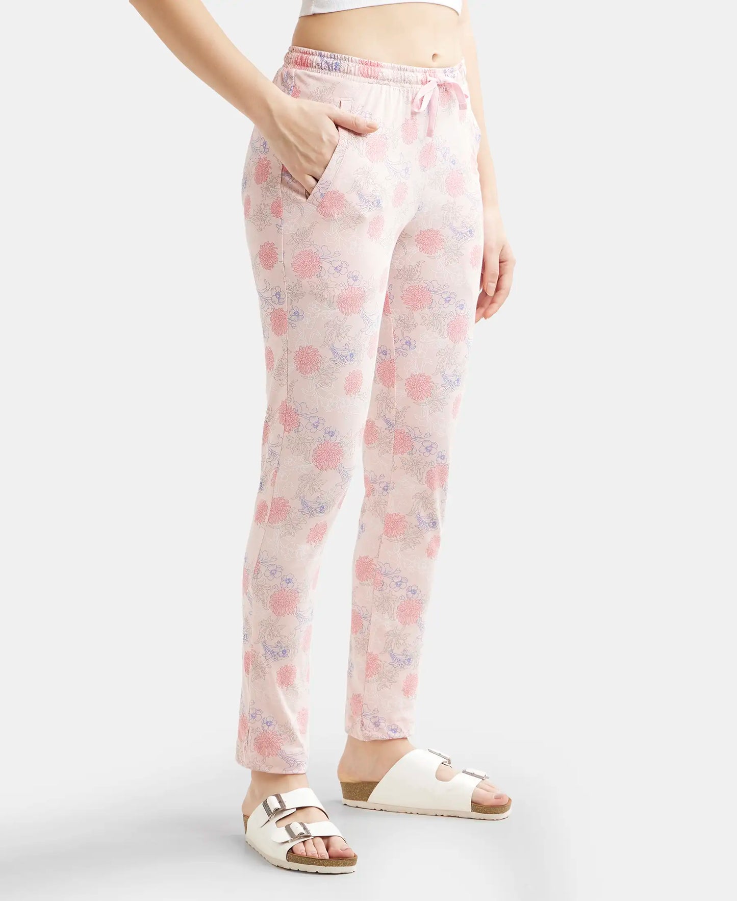 Super Combed Cotton Relaxed Fit Printed Pyjama with Side Pockets - Orchid Pink-2