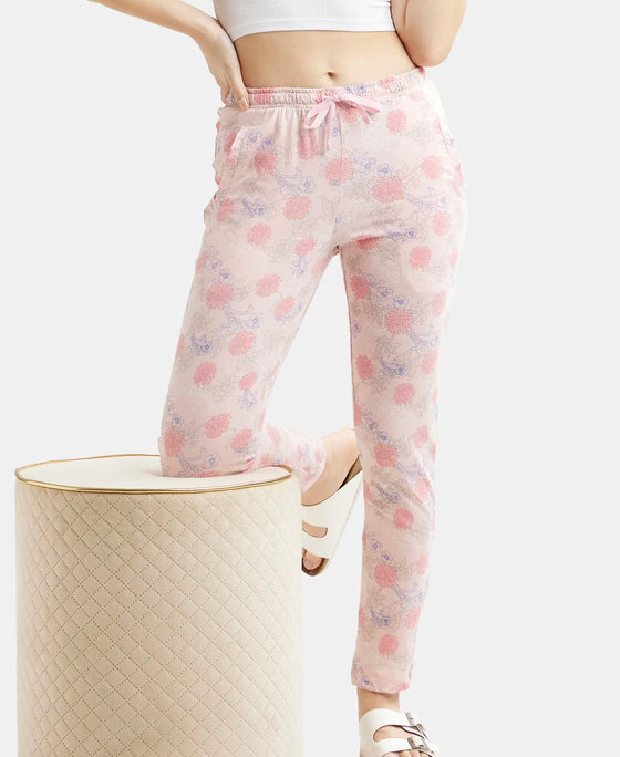 Super Combed Cotton Relaxed Fit Printed Pyjama with Side Pockets - Orchid Pink-5