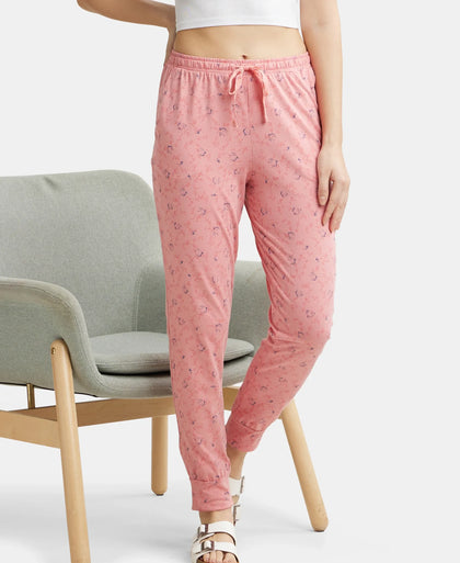Super Combed Cotton Relaxed Fit Cuffed Hem Styled Printed Pyjama With Side Pockets - Brandied Apricot-5