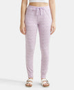 Super Combed Cotton Relaxed Fit Cuffed Hem Styled Printed Pyjama With Side Pockets - Pastel Lilac-1