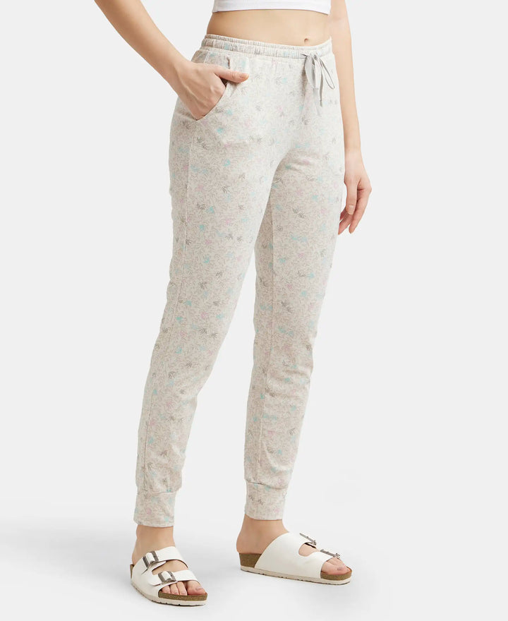 Super Combed Cotton Relaxed Fit Cuffed Hem Styled Printed Pyjama With Side Pockets - Vapour Blue-2