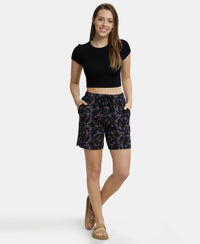Super Combed Cotton Relaxed Fit Printed Shorts with Convenient Side Pockets - Black-6