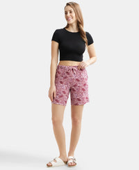 Super Combed Cotton Relaxed Fit Printed Shorts with Convenient Side Pockets - Lilas-6