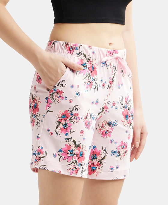 Super Combed Cotton Relaxed Fit Printed Shorts with Convenient Side Pockets - Orchid Pink-2