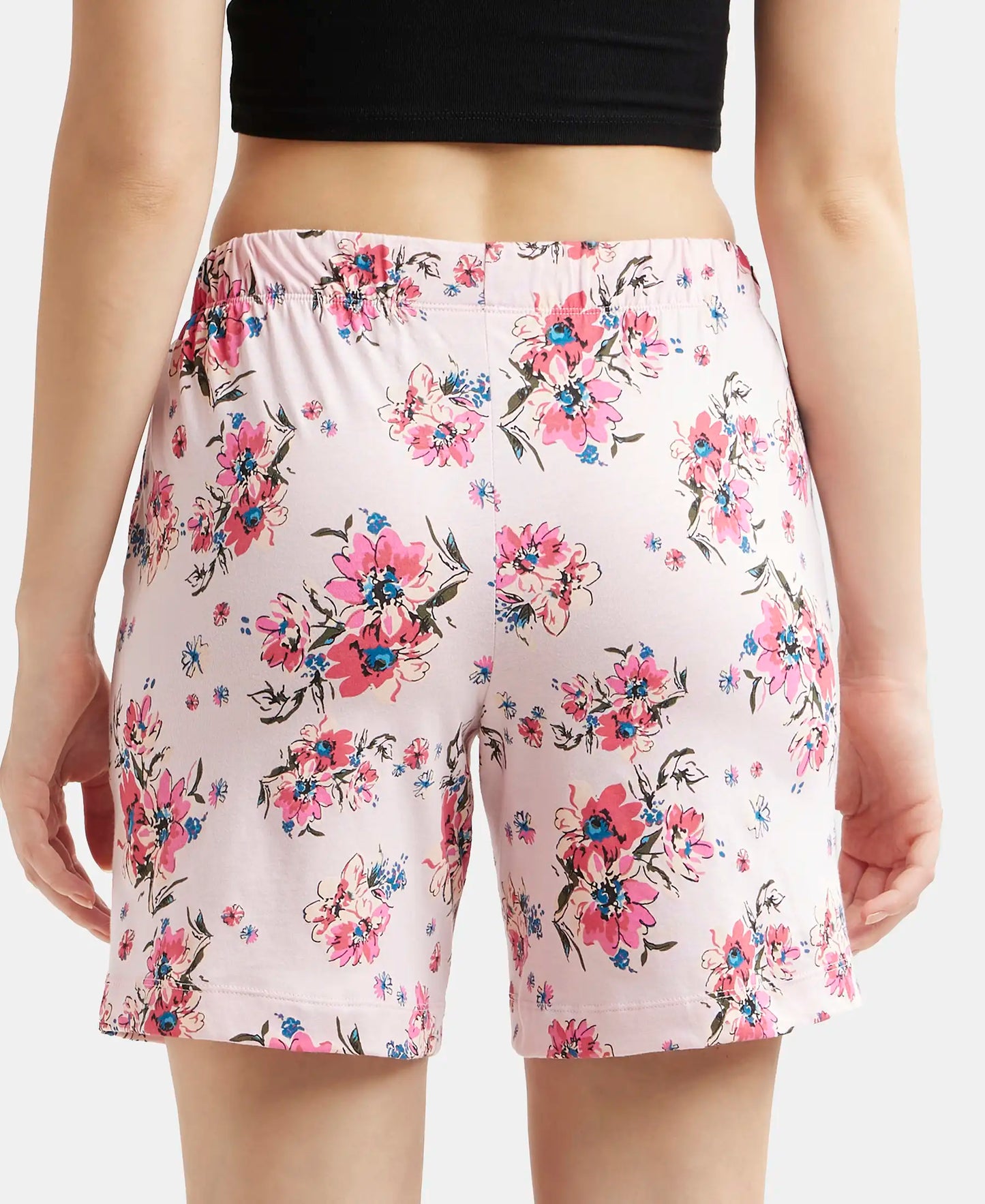 Super Combed Cotton Relaxed Fit Printed Shorts with Convenient Side Pockets - Orchid Pink-3