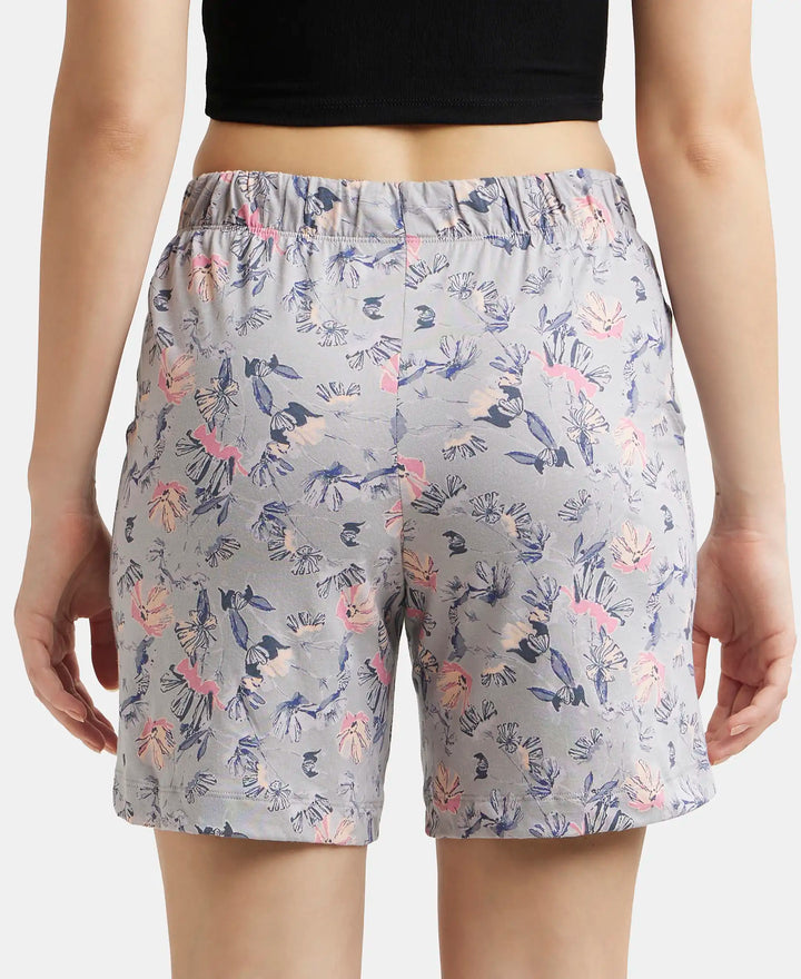 Super Combed Cotton Relaxed Fit Printed Shorts with Convenient Side Pockets - Quarry-3