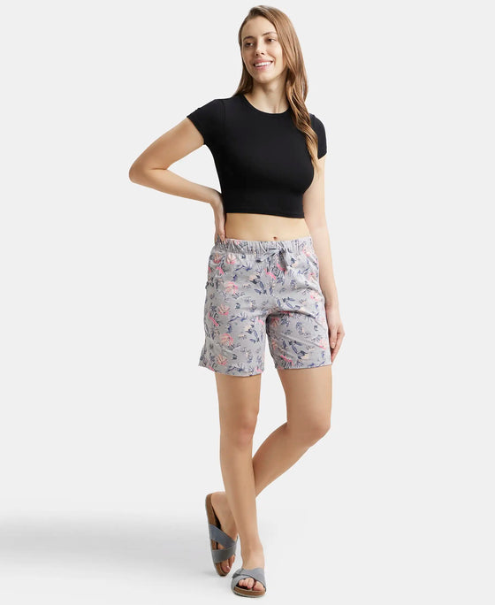Super Combed Cotton Relaxed Fit Printed Shorts with Convenient Side Pockets - Quarry-6