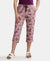 Super Combed Cotton Printed Elastane Slim Fit Capri with Ultrasoft Waistband - Lilas-1