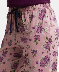 Super Combed Cotton Printed Elastane Slim Fit Capri with Ultrasoft Waistband - Lilas-6