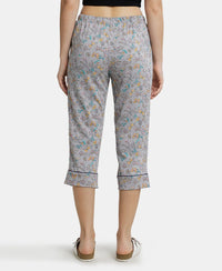 Super Combed Cotton Printed Elastane Slim Fit Capri with Ultrasoft Waistband - Quarry-3